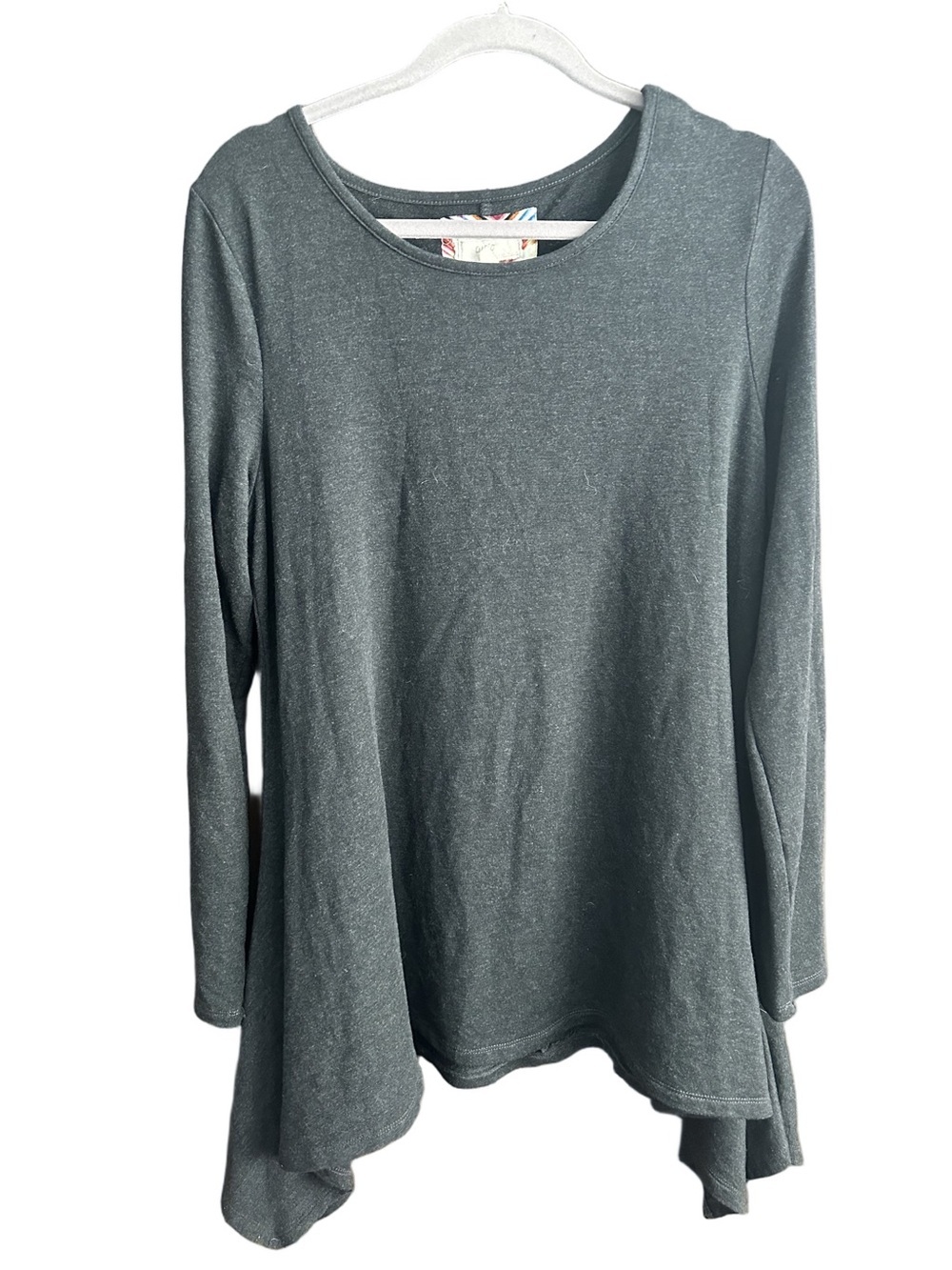 Cupio Women’s Long Sleeve Scoop Neck Viscose Blend Tunic Top Charcoal Size XL